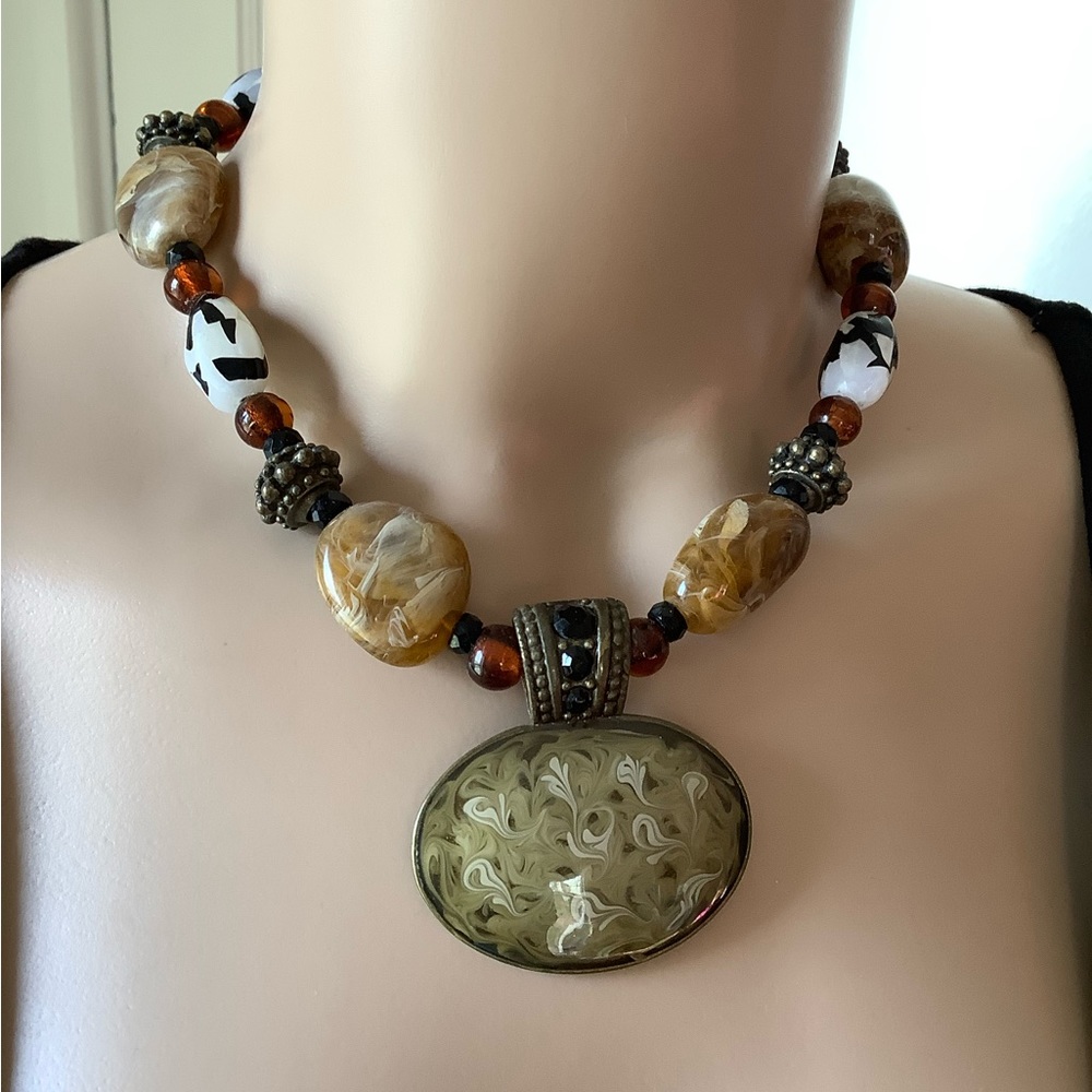 Vintage Chicos beaded necklace, multicolored, mixed materials